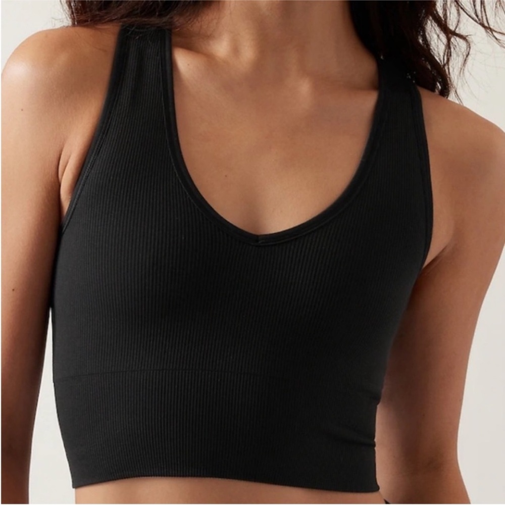 Athleta Aurora Seamless Crop Ribbed Tank Black Size Medium